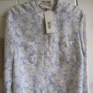 NWT Rebecca Taylor Silk Blue Flower Blouse Top Size 0